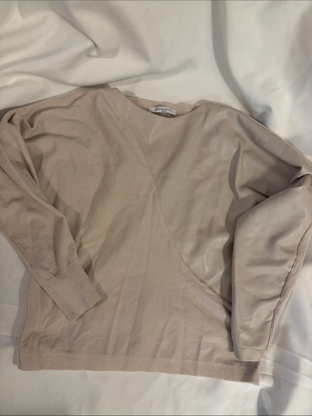 Sioni Tan Mixed-Media Sweater
